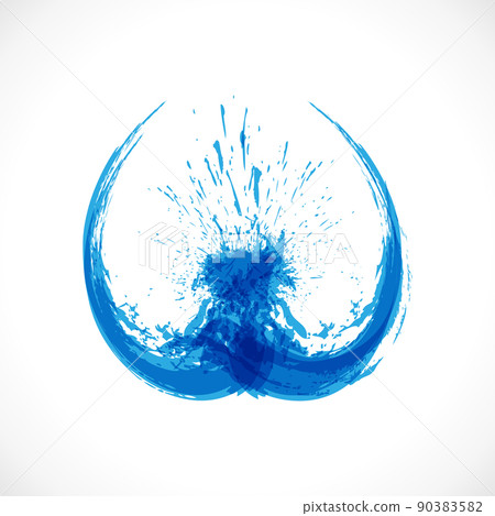 Swirl water wave logo. Blue ink splash element. Eco fluid stream design. Jpeg clean water concept template. Abstract colorful grunge curls liquid icon isolated on white 90383582