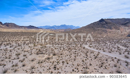 Aerial of desert landscape outside Death Valley 90383645