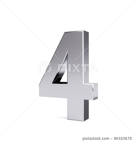 Metal number 4, isolated on white. Collection. 3d image Metal number 4, isolated on white. Collection. 3d image 90383678