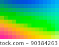 Gradient background from multicolors squares. Abstract rainbow of colors, space for your design or text. A backing of green and blue and purple and red and orange and yellow mosaic squares. Vector 90384263