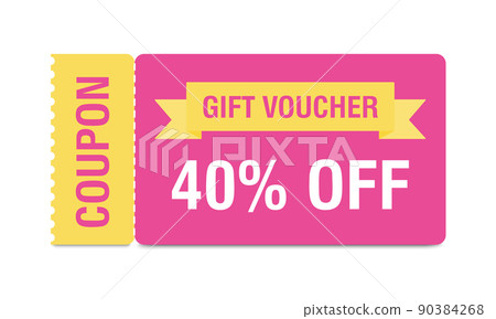 Coupon mockup with 40 percent off. Discount voucher, gift coupon. Coupon promotion sale. Vector 90384268