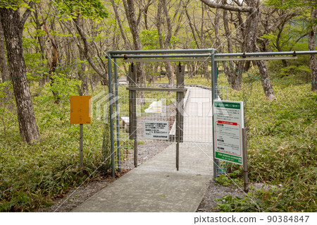 初夏赤城山入口處的食害預防柵欄 90384847