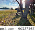 Park bench in the morning sun 90387362