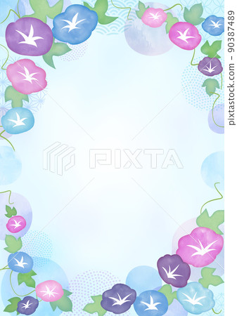 水彩牽牛花花框 水彩牽牛花花框 90387489