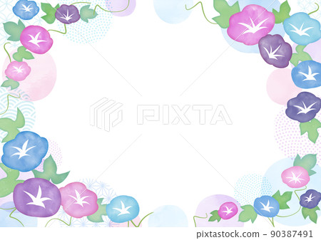 水彩牽牛花花框 水彩牽牛花花框 90387491