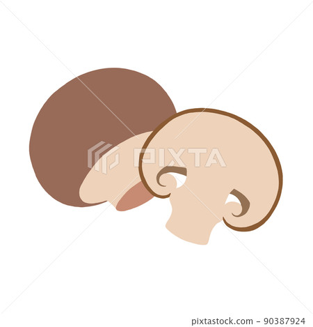 棕色蘑菇的平面插圖素材 90387924