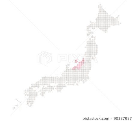 用點表示的日本地圖上的新潟 90387957