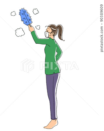 Woman in mask to clean Woman in mask to clean 90389609