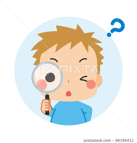 Illustration of a cute boy staring at something... - Stock Illustration ...