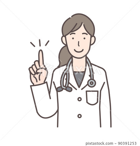 女醫生上身指點的插圖 女醫生上身指點的插圖 90391253