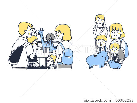 家庭準備在動物園享受時光 可笑的手寫人物矢量圖,暖線畫 家庭準備在動物園享受時光 可笑的手寫人物矢量圖,暖線畫 90392255
