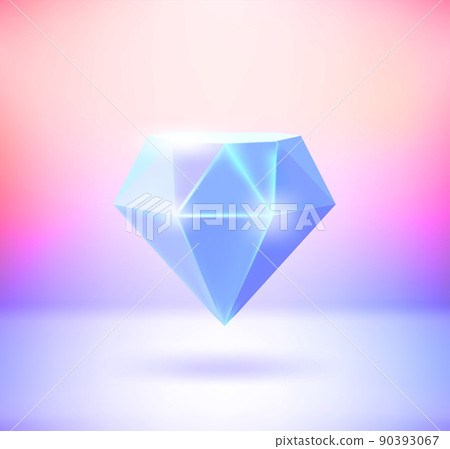 Crystal with holographic effect. 3d vector illustration 90393067