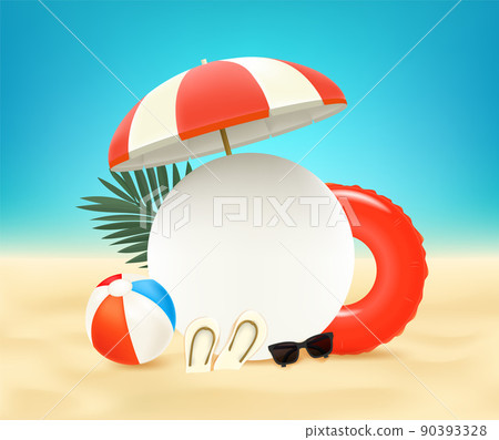 Summer season banner with circle frame and copy space Summer season banner with circle frame and copy space 90393328
