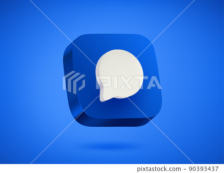 Blue chat app icon on blue background. 3d vector illustration Blue chat app icon on blue background. 3d vector illustration 90393437