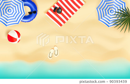 Summer season illustration with season accessories and copy space Summer season illustration with season accessories and copy space 90393439