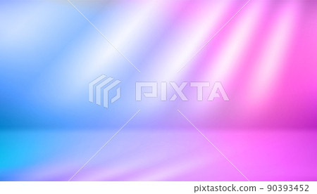 Bright morning interior with shadows on the wall and neon effect. Realistic 3d vector illustration 90393452