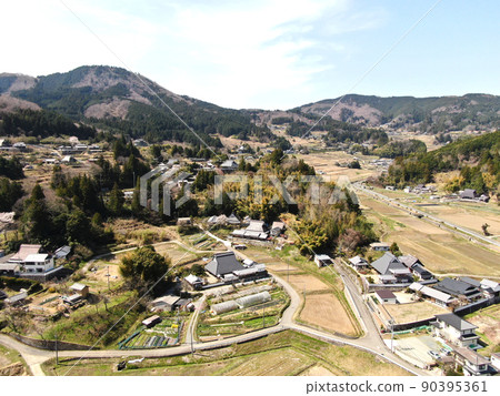 Aerial view of the countryside of Kuri no Sato Nose 90395361