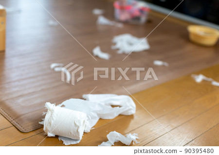 Dirty room tidying up 90395480