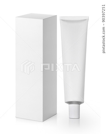 blank packaging and aluminum tube for cream product isolated on white background blank packaging and aluminum tube for cream product isolated on white background 90397251