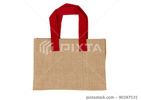 Shopping bag on isolated white background. Sackcloth texture. 90397535