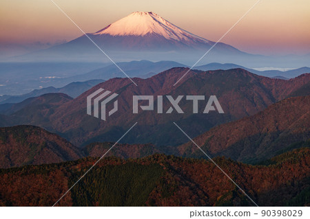 Mt. Fuji and the mountains in the morning seen from Tanzawa Omote Ridge and Sannoto Mt. Fuji and the mountains in the morning seen from Tanzawa Omote Ridge and Sannoto 90398029