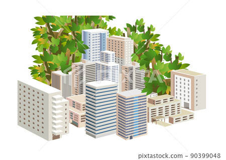 Cityscape of beautiful skyscrapers. Creating a city where beautiful buildings and people can live brightly in harmony with nature. It was Cityscape of beautiful skyscrapers. Creating a city where beautiful buildings and people can live brightly in harmony with nature. It was 90399048