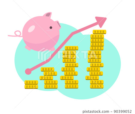 Saving coins Increasing coins Graph Arrow Up Illustration Saving coins Increasing coins Graph Arrow Up Illustration 90399052