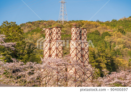 （靜岡縣）世界遺產、韭山反射爐、櫻花季 90400897