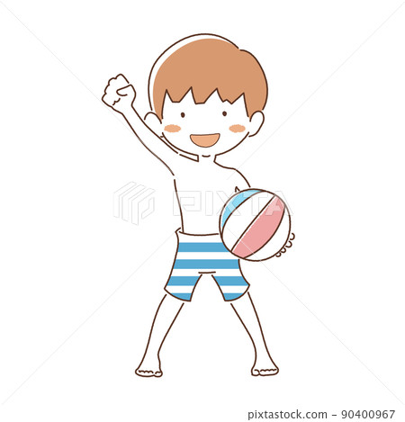 Vector material boy in a swimsuit with a ball Vector material boy in a swimsuit with a ball 90400967