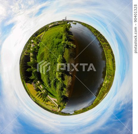 A three dimensional aerial panoramic view of place Myllykoski at river Kymijoki, Kouvola, Finland. A three dimensional aerial panoramic view of place Myllykoski at river Kymijoki, Kouvola, Finland. 90401328