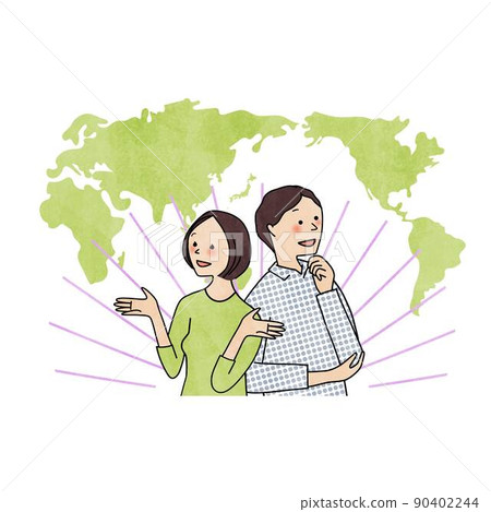 歡喜男女和世界地圖 90402244