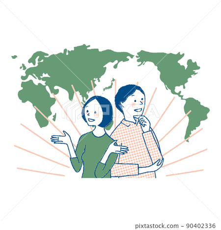 歡喜男女和世界地圖 歡喜男女和世界地圖 90402336