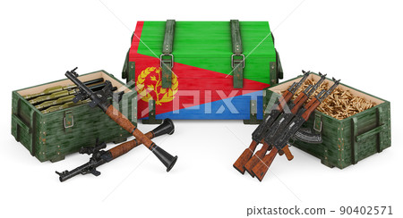 Weapons, military supplies in Eritrea, concept. 3D rendering 90402571