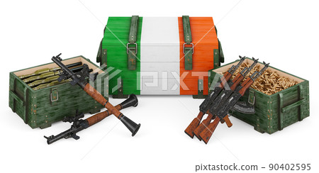 Weapons, military supplies in Ireland, concept. 3D rendering 90402595