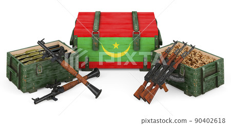 Weapons, military supplies in Mauritania, concept. 3D rendering 90402618