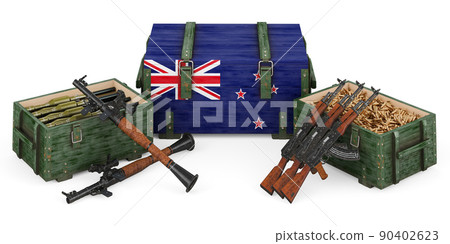 Weapons, military supplies in New Zealand, concept. 3D rendering 90402623