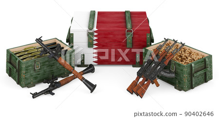 Weapons, military supplies in Qatar, concept. 3D rendering 90402646