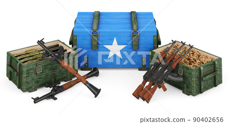 Weapons, military supplies in Somalia, concept. 3D rendering 90402656