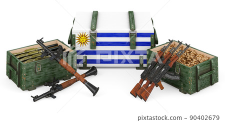 Weapons, military supplies in Uruguay, concept. 3D rendering Weapons, military supplies in Uruguay, concept. 3D rendering 90402679