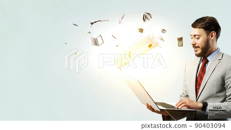 Business and innovation concept . Mixed media 90403094