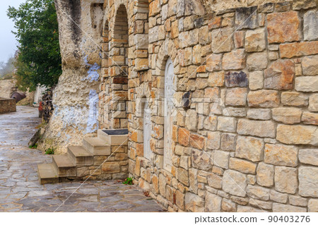 Lyadovsky rocky monastery is a male monastery located on a rocky terrace of the 90-meter high mountain over the Dniester river on its left bank, near Lyadova village in Vinnytsya region, Ukraine Lyadovsky rocky monastery is a male monastery located on a rocky terrace of the 90-meter high mountain over the Dniester river on its left bank, near Lyadova village in Vinnytsya region, Ukraine 90403276