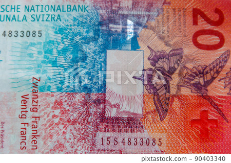 Macro shot of the fifty swiss francs banknote Macro shot of the fifty swiss francs banknote 90403340