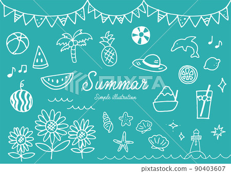 Hand-drawn illustrations written with a summer pen 90403607
