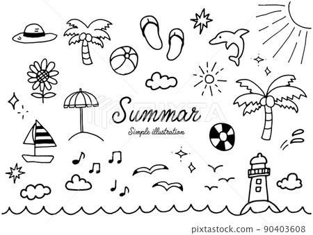 用夏日筆寫的手繪插圖 90403608