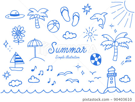 用夏日筆寫的手繪插圖 90403610