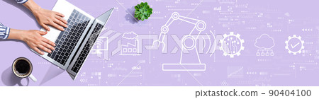 Smart industry concept with person using a laptop 90404100