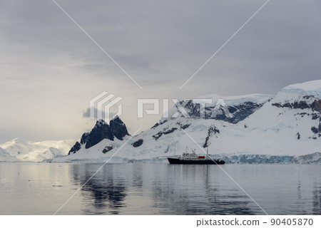 Antarctic landscape with expedition ship Antarctic landscape with expedition ship 90405870