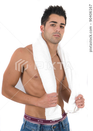 Handsome shirtless young man after a workout Handsome shirtless young man after a workout 90406167