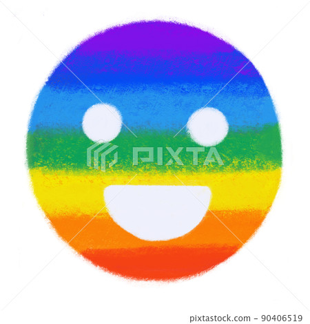 Smile face emoji pride rainbow symbol LGBTQ equality rights hand drawn illustration 90406519