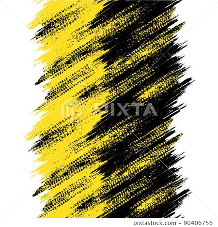 Black and yellow grunge tire tracks Black and yellow grunge tire tracks 90406756